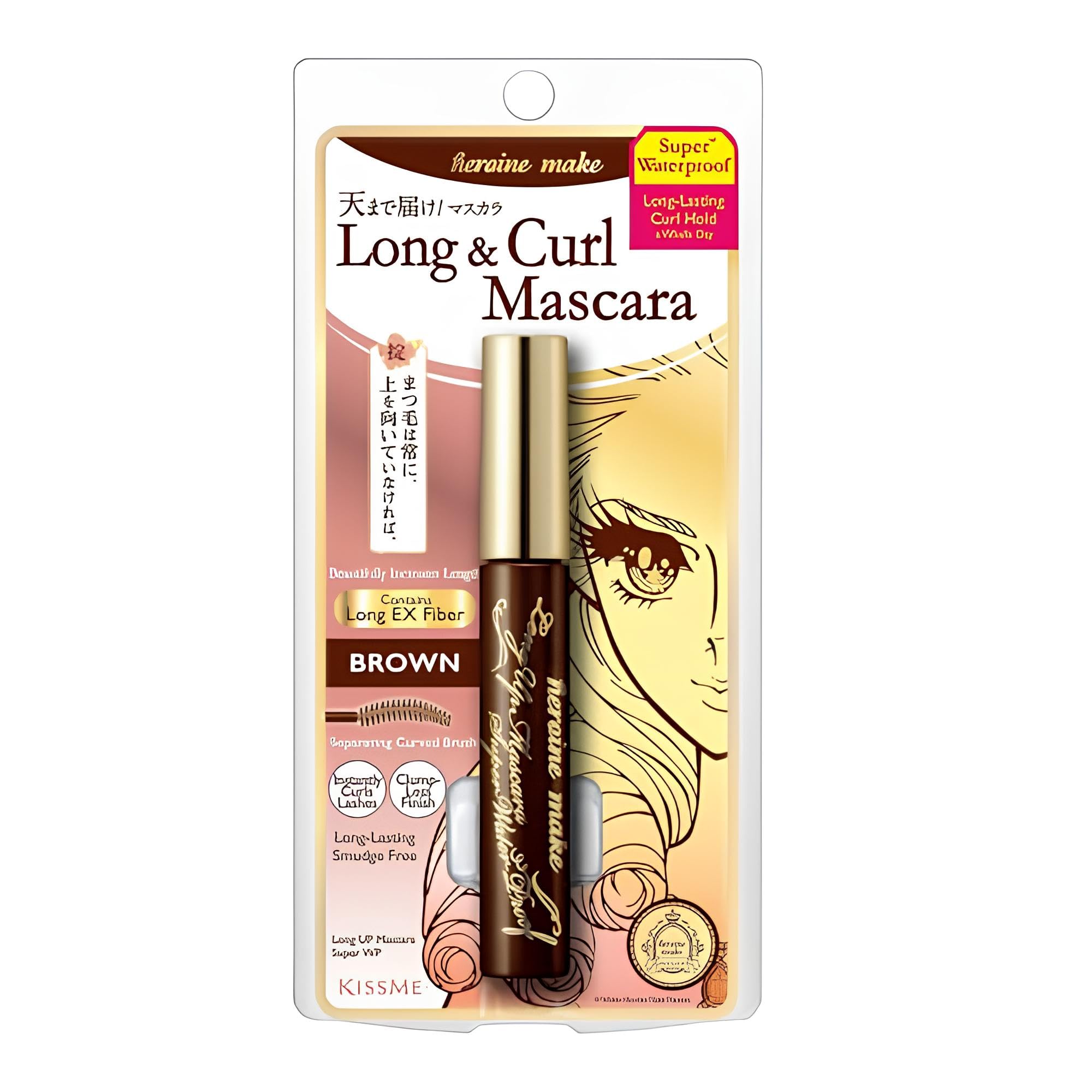 Heroine Make Long UP Mascara Super WP 02 Brown 6g Waterproof formula resistant to tears, sweat, water, sebum, and abrasion