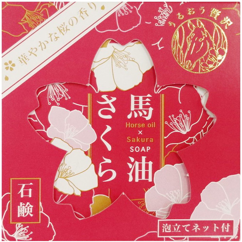 말 기름 사쿠라 비누 (거품 그물 포함) (100g)