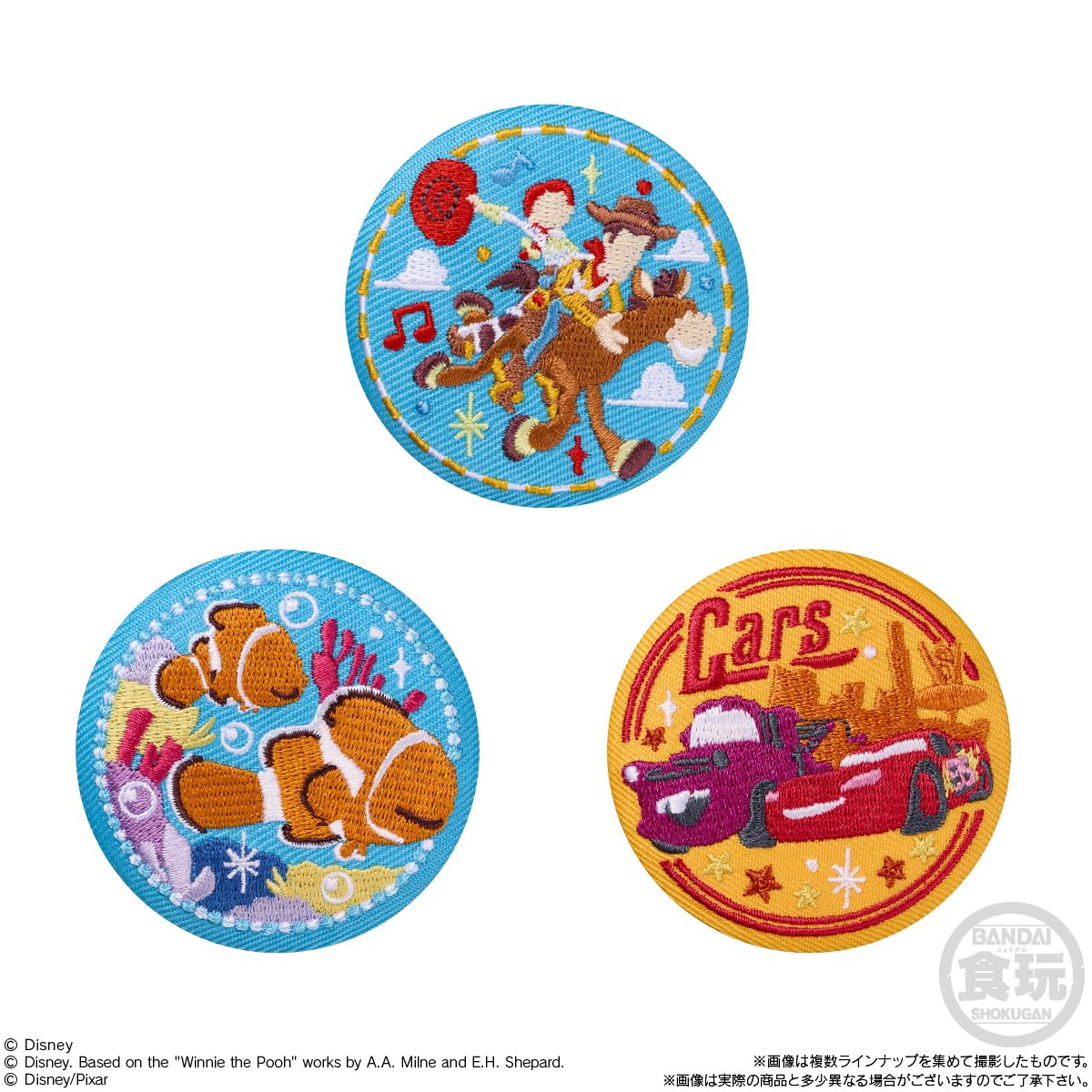 Disney Characters Embroidery Tin Badge Biscuit 3 12 pieces BOX Candy Toy