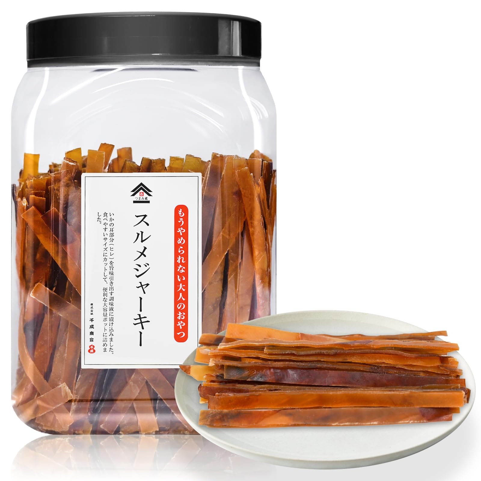 [Tsumamizo] Surume Jerky Dagashi Squid ใช้ในเชิงพาณิชย์ [ของว่างเพื่อสุขภาพที่ต้องเคี้ยว] Surume Jerky Surume Jerky Atarime Squid Surume Squid Surume Squid อาหารอันโอชะของขบเคี้ยว Sennari Shokai Pot 610g