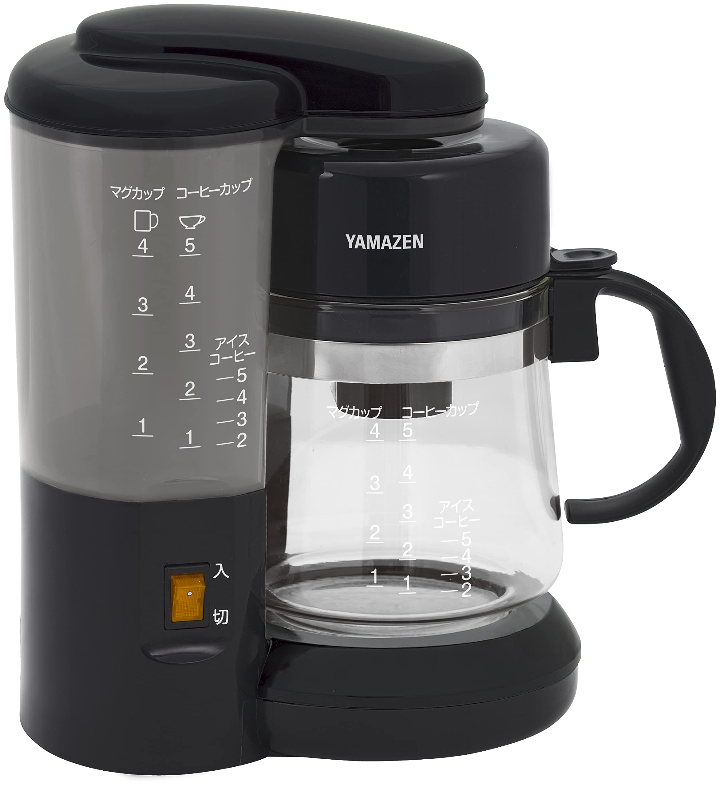 [Yamazen] Coffee Maker, 650ml, 5 Cups, Drip Type, Iced Coffee, Easy Operation, Heat Retention Function, Water Volume Scale, Compact, Black YCA-502(B)