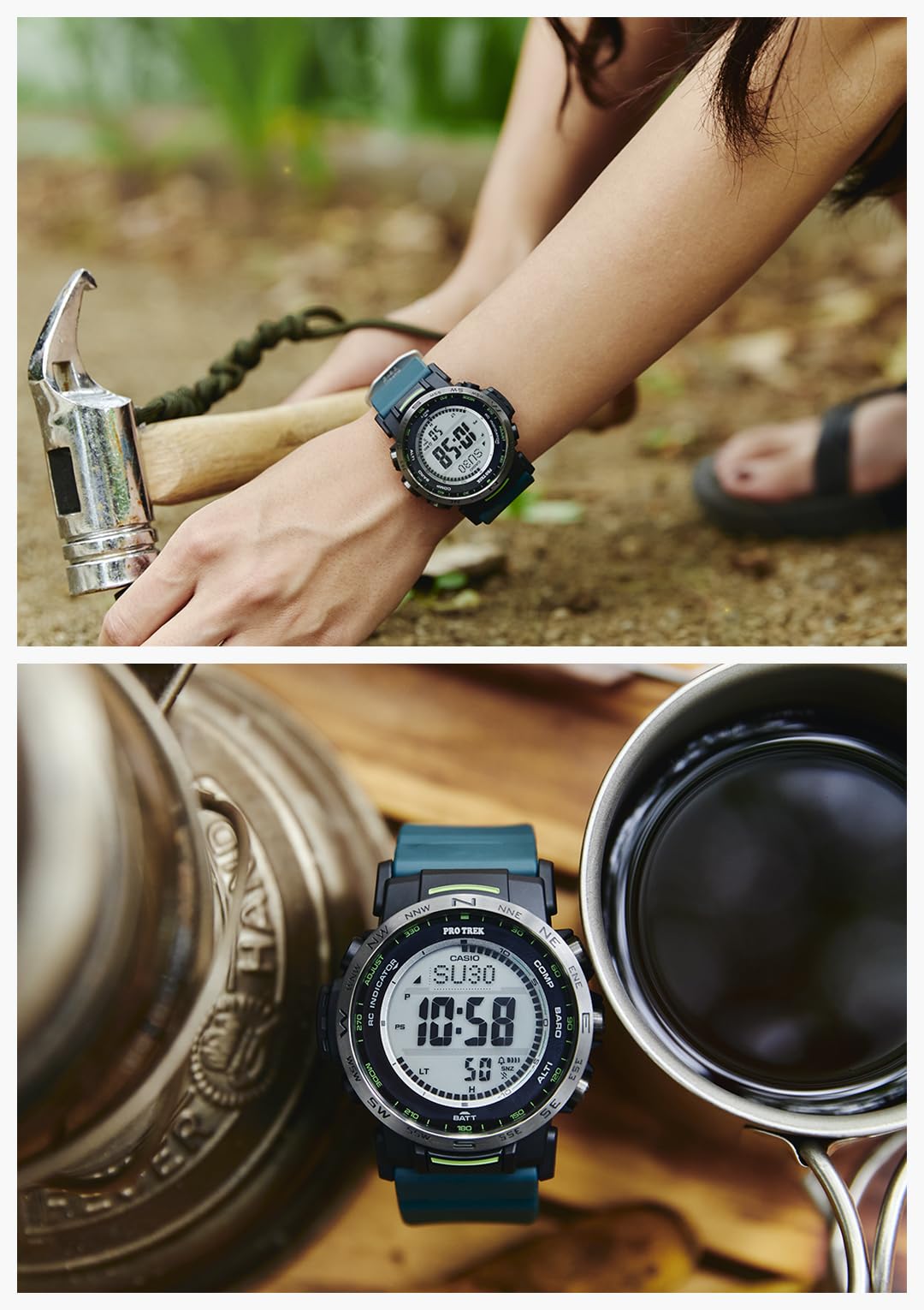 [Casio] Protrek Watch [Domestic Genuine Product] Climber Line Radio Solar Biomass Plastic PRW-35Y-3JF Men's Green