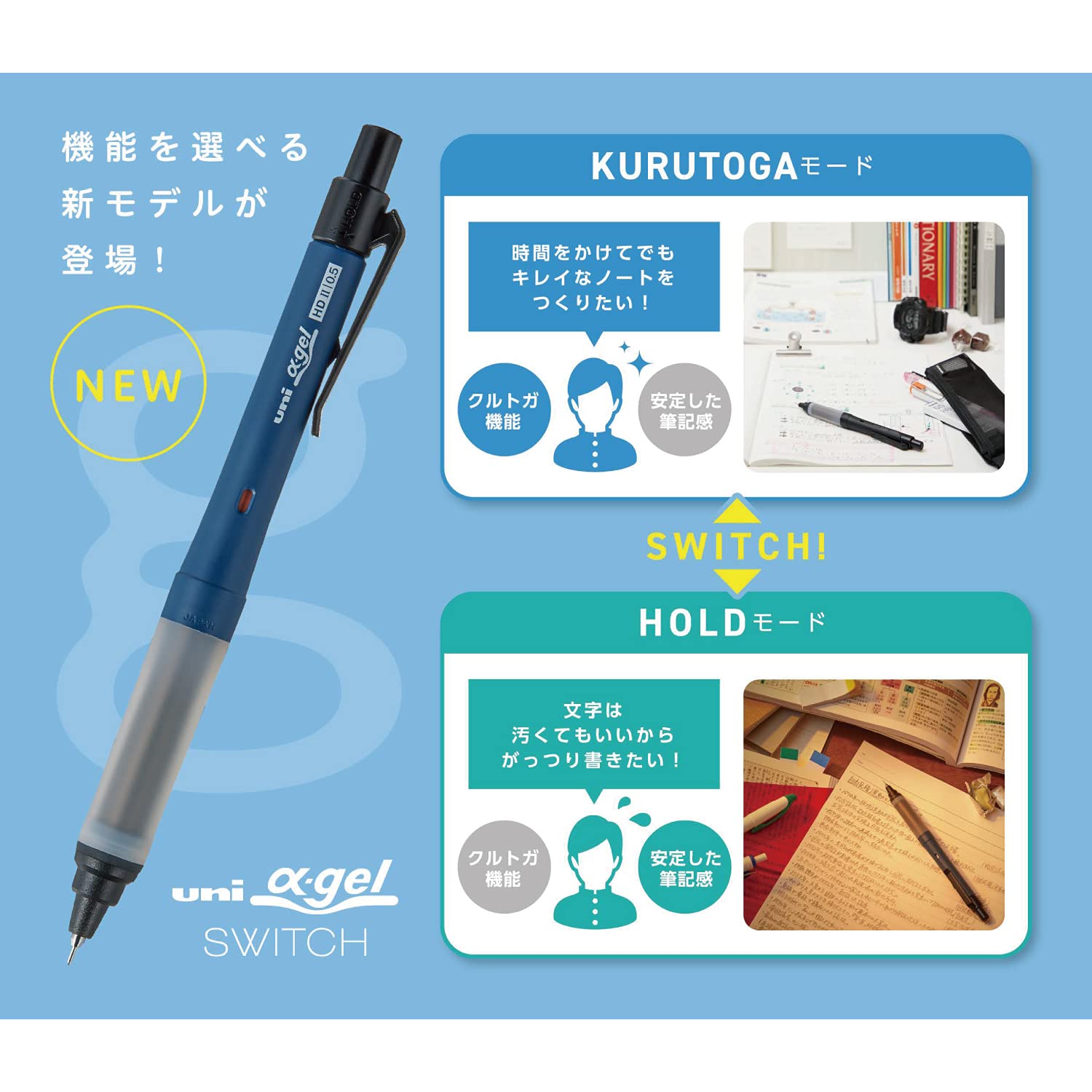 Mitsubishi Pencil Mechanical Pencil Alpha Gel 0.5 Switch Black M51009GG1P.24