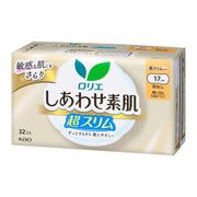 Laurier F Happy Bare Skin, Super Slim, Light Daily Use, No Wings, 17cm, 32 Pieces