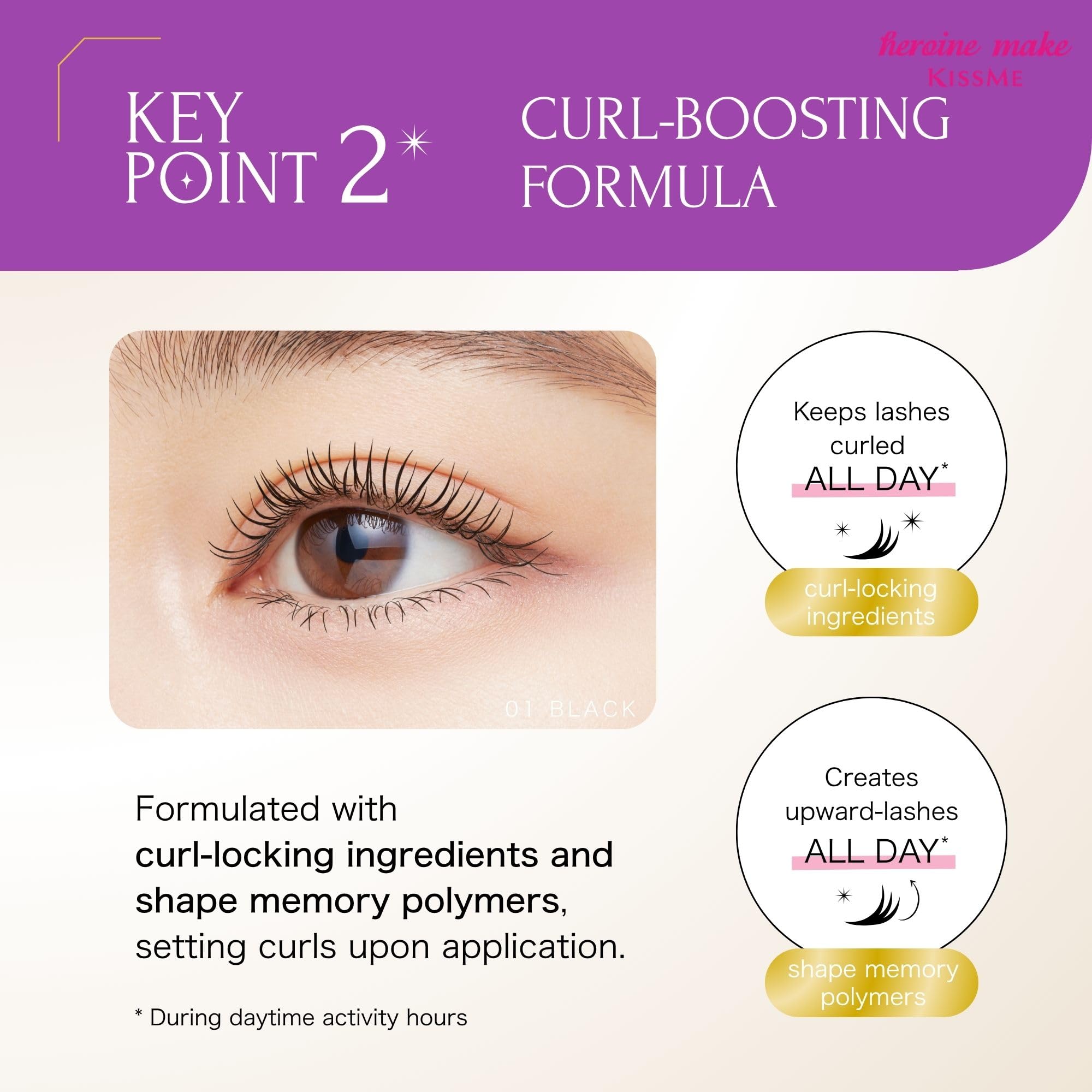 Heroine Make Volume UP Mascara Super WP 01 Black 6g Waterproof formula resistant to tears, sweat, water, sebum, and abrasion