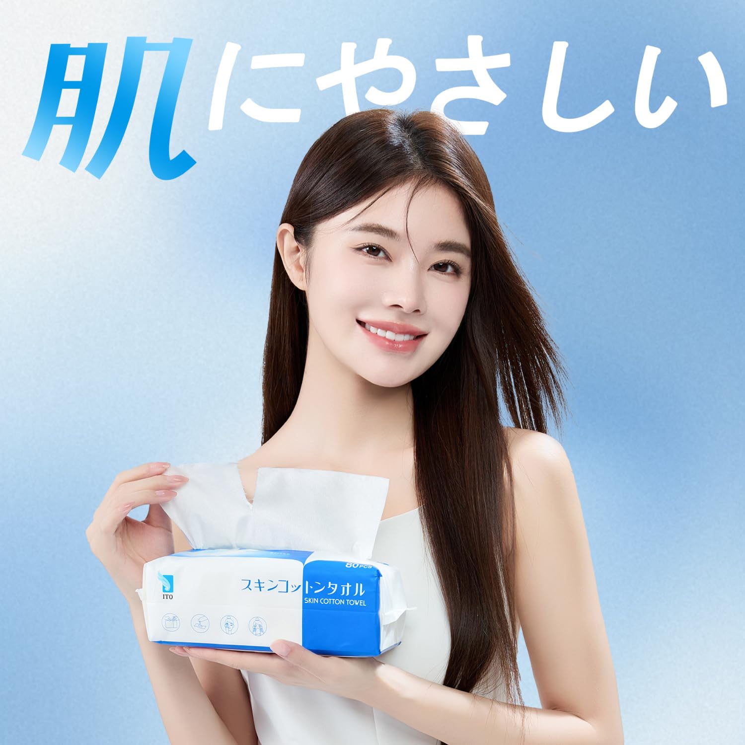 ITO 스킨 코튼 타월 1:2 재봉틀 눈으로 소분 80장/개
