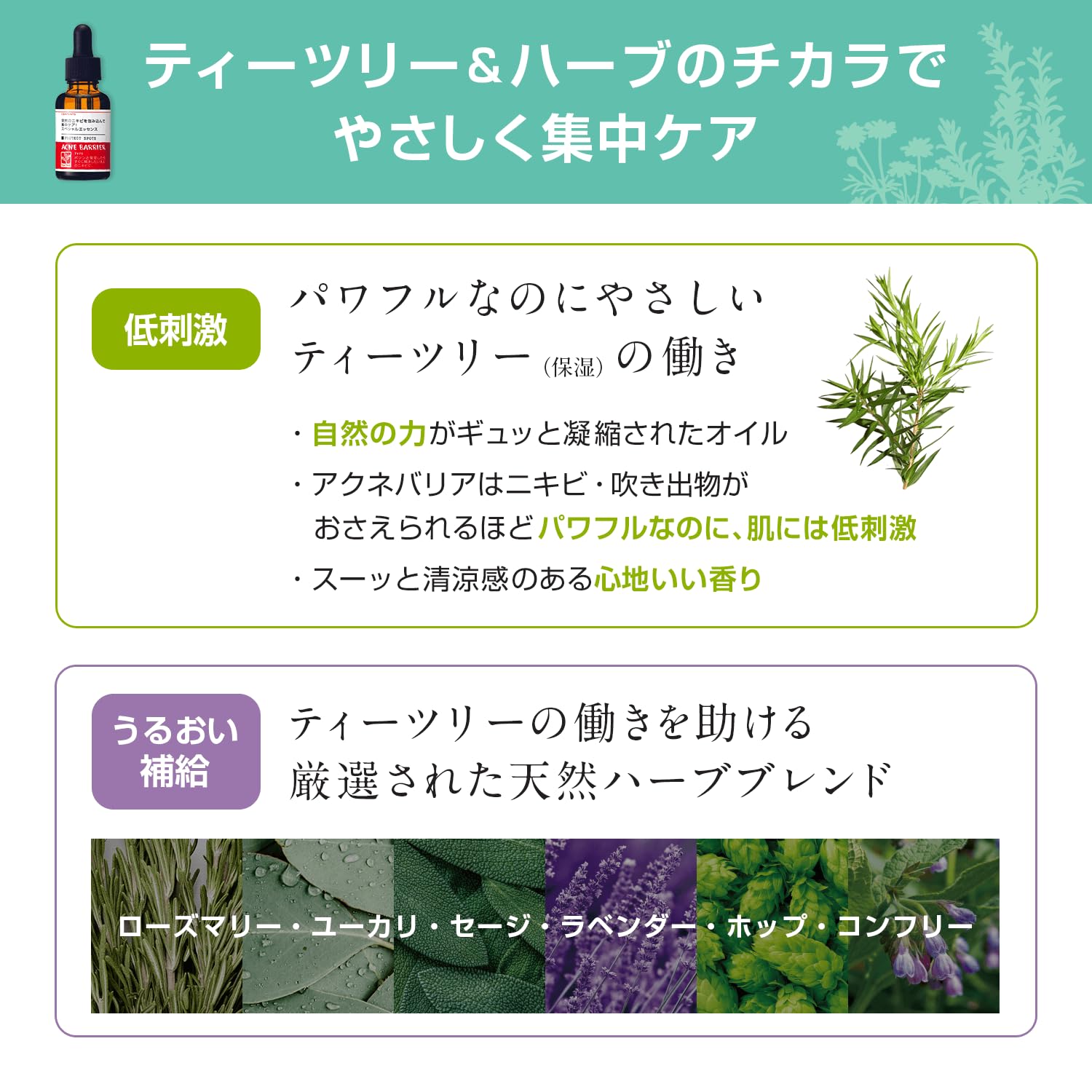 Acne Barrier Medicated Protect Spots Adult Acne Mask Rough Prevention Herb Tea Tree Quasi-drug Serum 30mL