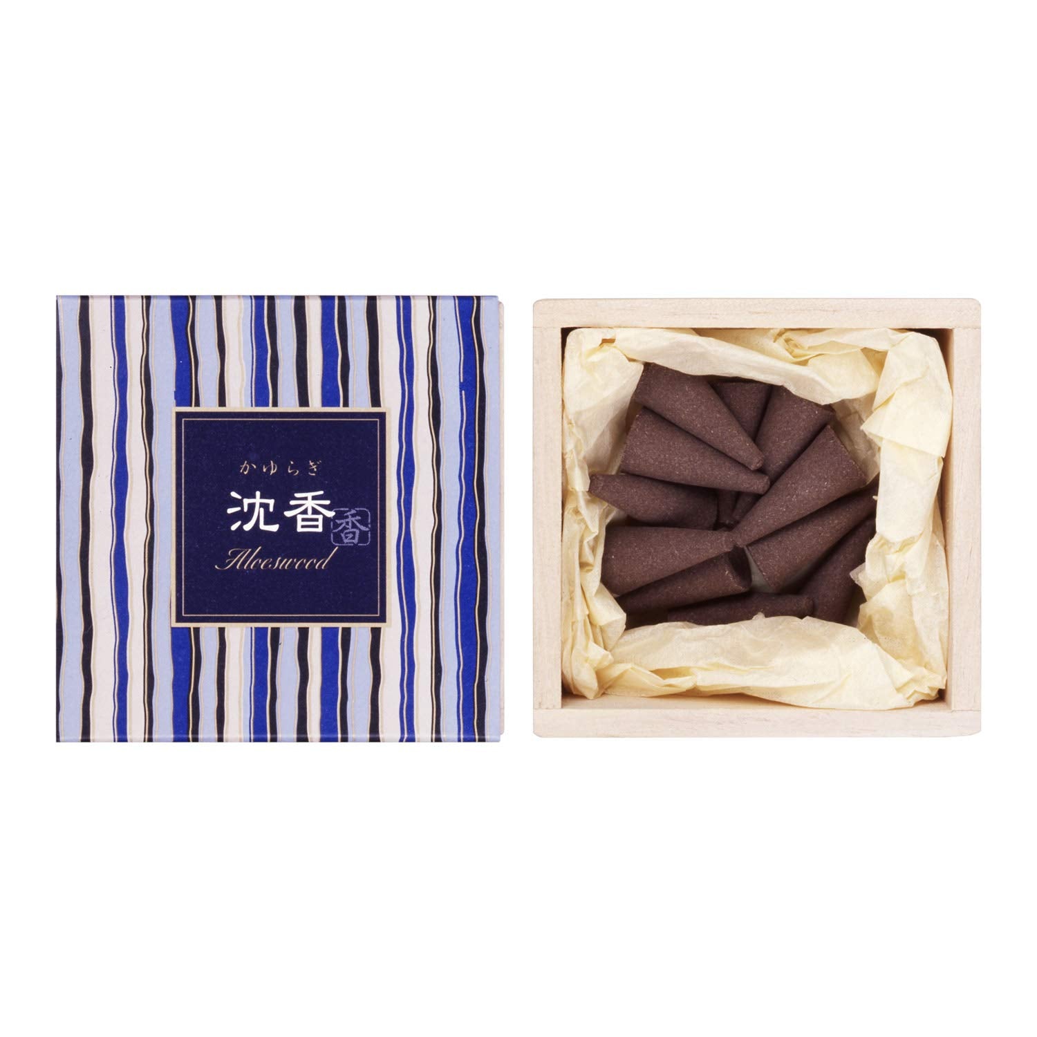 Nippon Kodo Kayuragi Agarwood Cone, 12 Pieces, Comes with Incense Stand, Single Item, White, 12 Pieces (x 1)