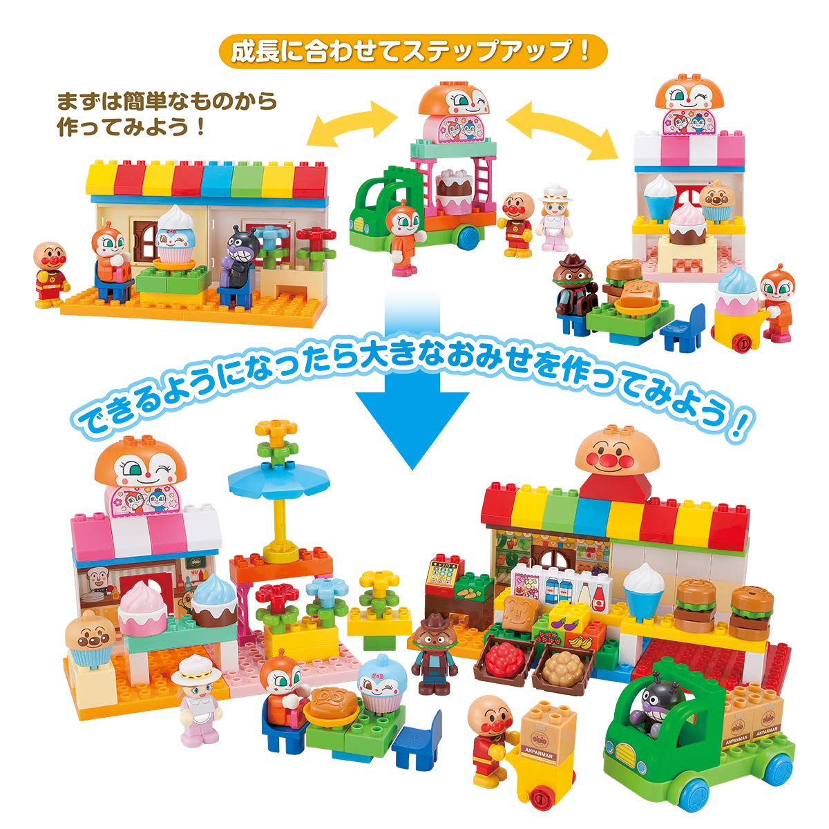 [BANDAI] BlockLabo Block Lab Anpanman and Everyone's Show Plenty of Blocks DX Target age 3 years old and up Go for it! anpanman