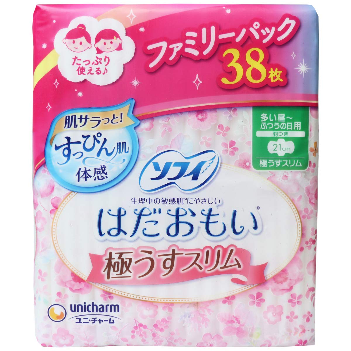 Unicharm unicharm Sophie Hadaomoi Ultra Thin Slim Many Days - Normal Days With Wings 21cm 38 pieces
