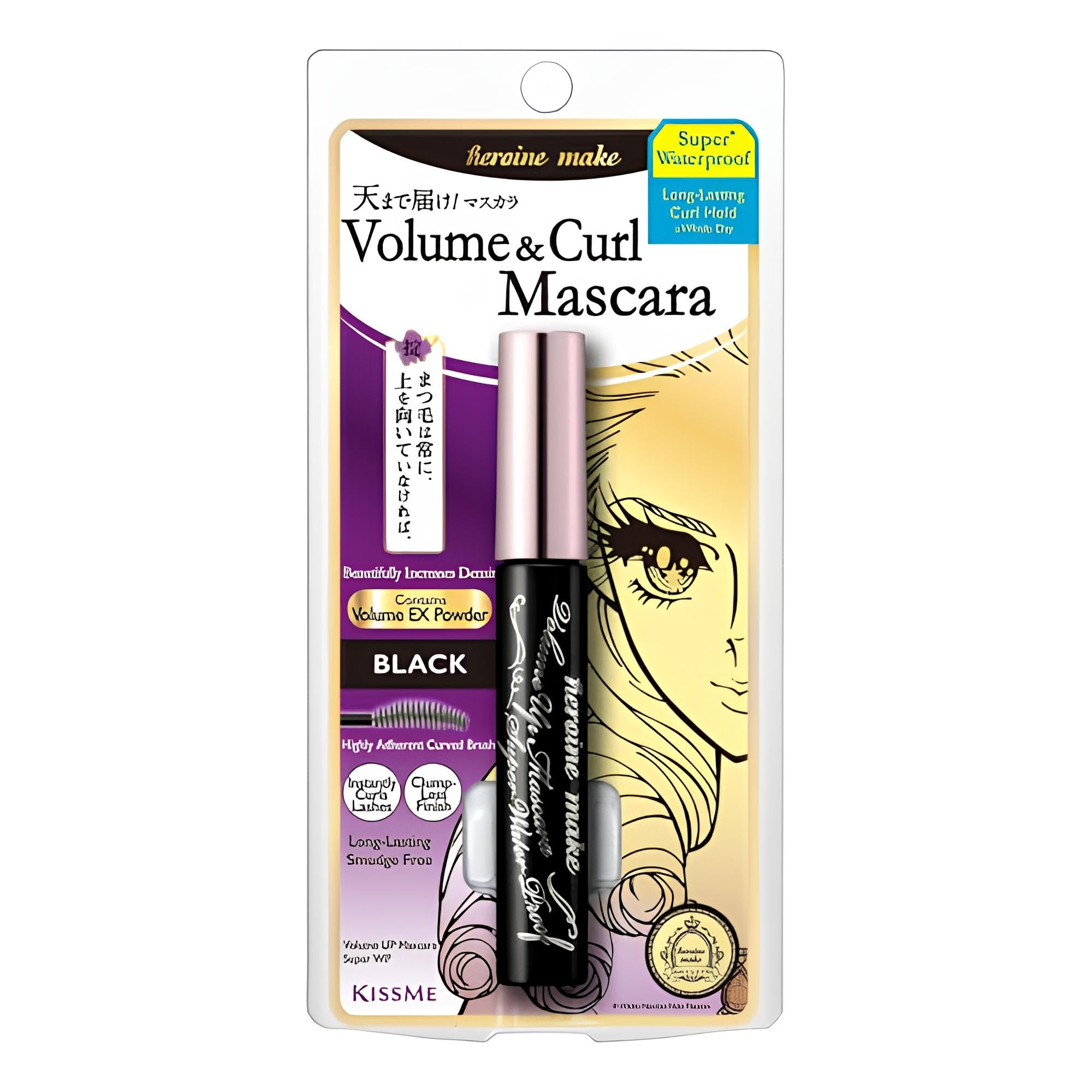 Heroine Make Volume UP Mascara Super WP 01 Black 6g Waterproof formula resistant to tears, sweat, water, sebum, and abrasion