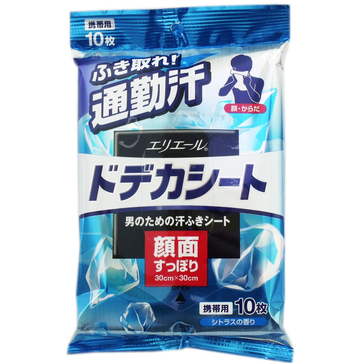 Dodeka Sheet Sweat Wiping Sheets for Men Super Cool Menthol Citrus Scent Portable 10 Sheets