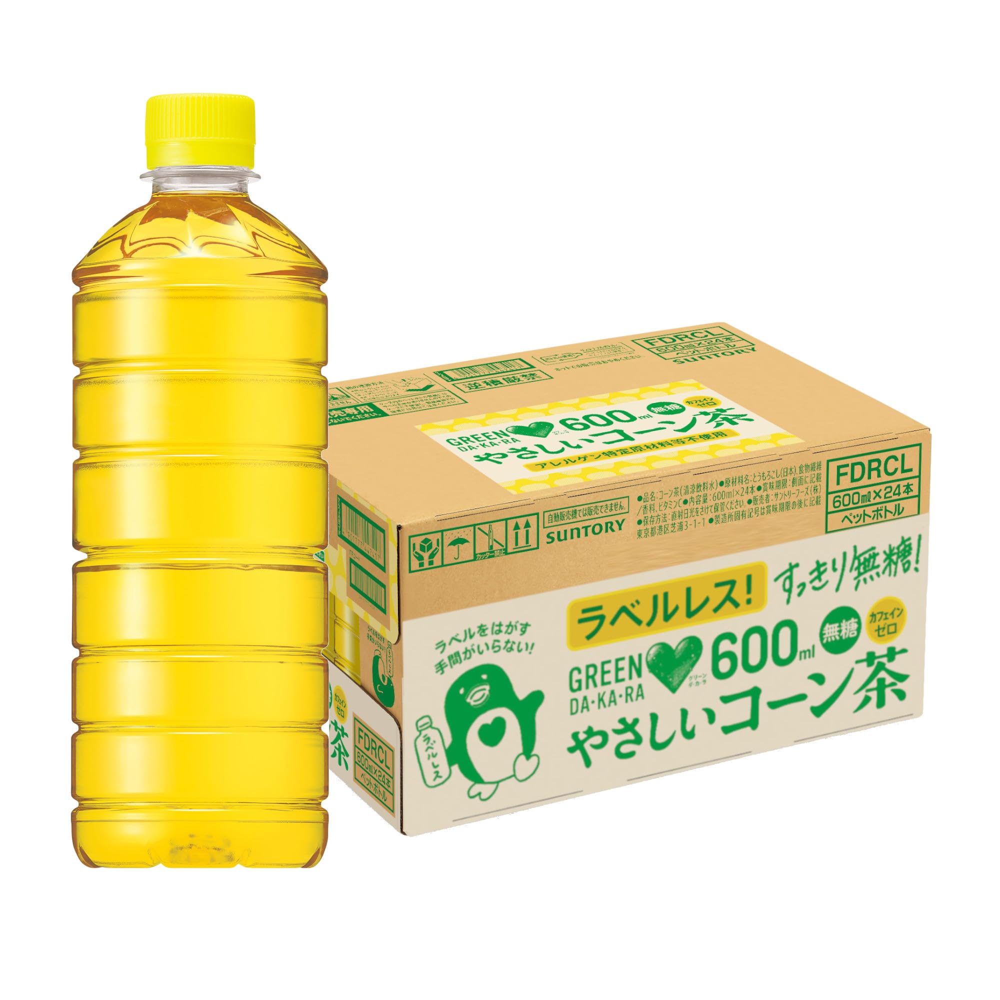GREEN DA・KA・RA (Green Dakara) Suntory Easy Corn Tea Labelless Tea Non-Caffeine 600ml x 24 bottles