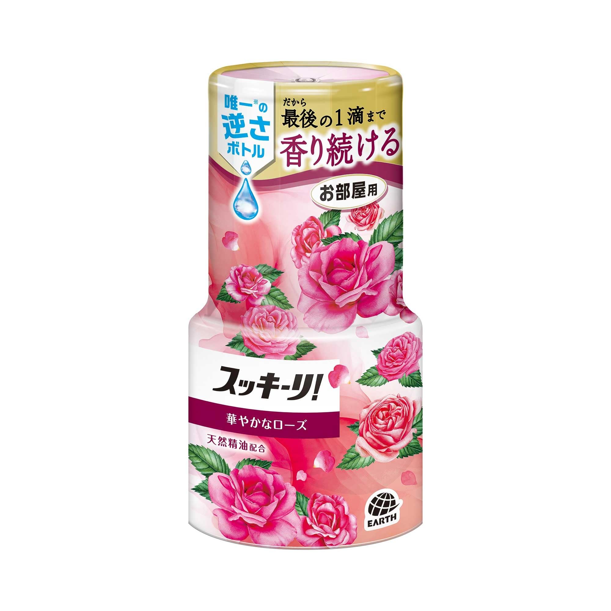 Earth Pharmaceutical ทำความสะอาดห้องของคุณ! น้ำหอมปรับอากาศดับกลิ่น กลิ่น Ladylike Rose สำหรับห้องของคุณ ขวดกลับหัวขนาด 400 มล. ประกอบด้วยน้ำมันหอมระเหยจากธรรมชาติ