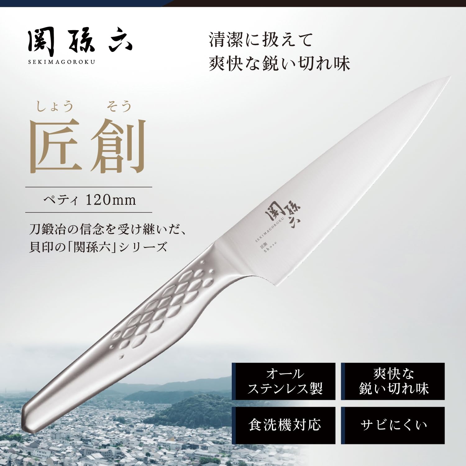 贝印KAI小刀关孙六匠创120mm菜刀日本制洗碗机对应水果刀水果刀AB5163