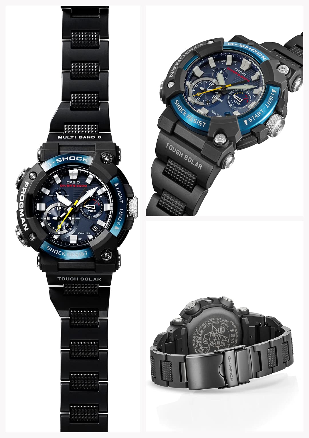 [Casio] G-Shock Watch [Domestic Genuine Product] Bluetooth Equipped with Radio Solar FROGMAN Carbon Core Guard Structure GWF-A1000C-1AJF Men's Black