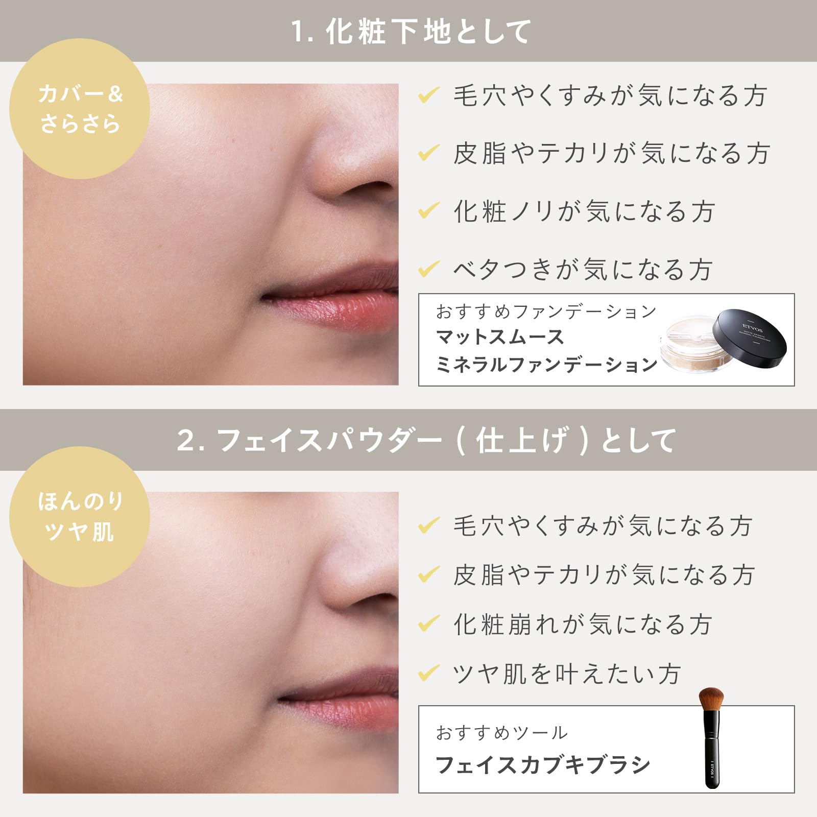ETVOS (에트 보스) 나이트 미네랄 파운데이션 5g (화장 기초 페이스 파우더 윤기 피지 흡수 무너짐 방지