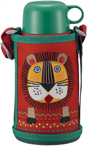 Tiger Thermos (TIGER) Tiger Water Bottle 600ml Direct Drinking Cup Included 2WAY Stainless Steel Bottle with Pouch Sahara Korobokkuru Lion MBR-C06GRN