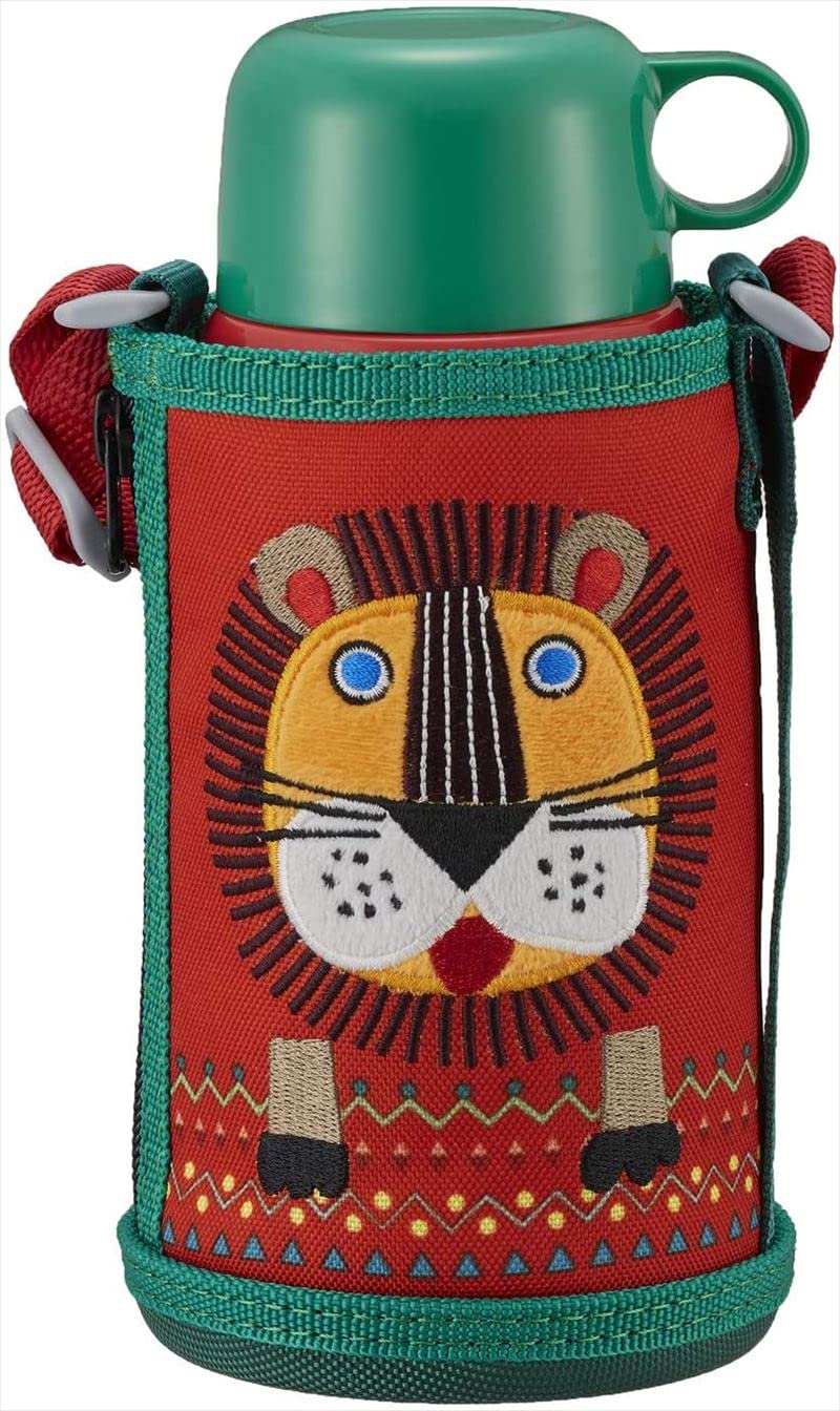 Tiger Thermos (TIGER) Tiger Water Bottle 600ml Direct Drinking Cup Included 2WAY Stainless Steel Bottle with Pouch Sahara Korobokkuru Lion MBR-C06GRN