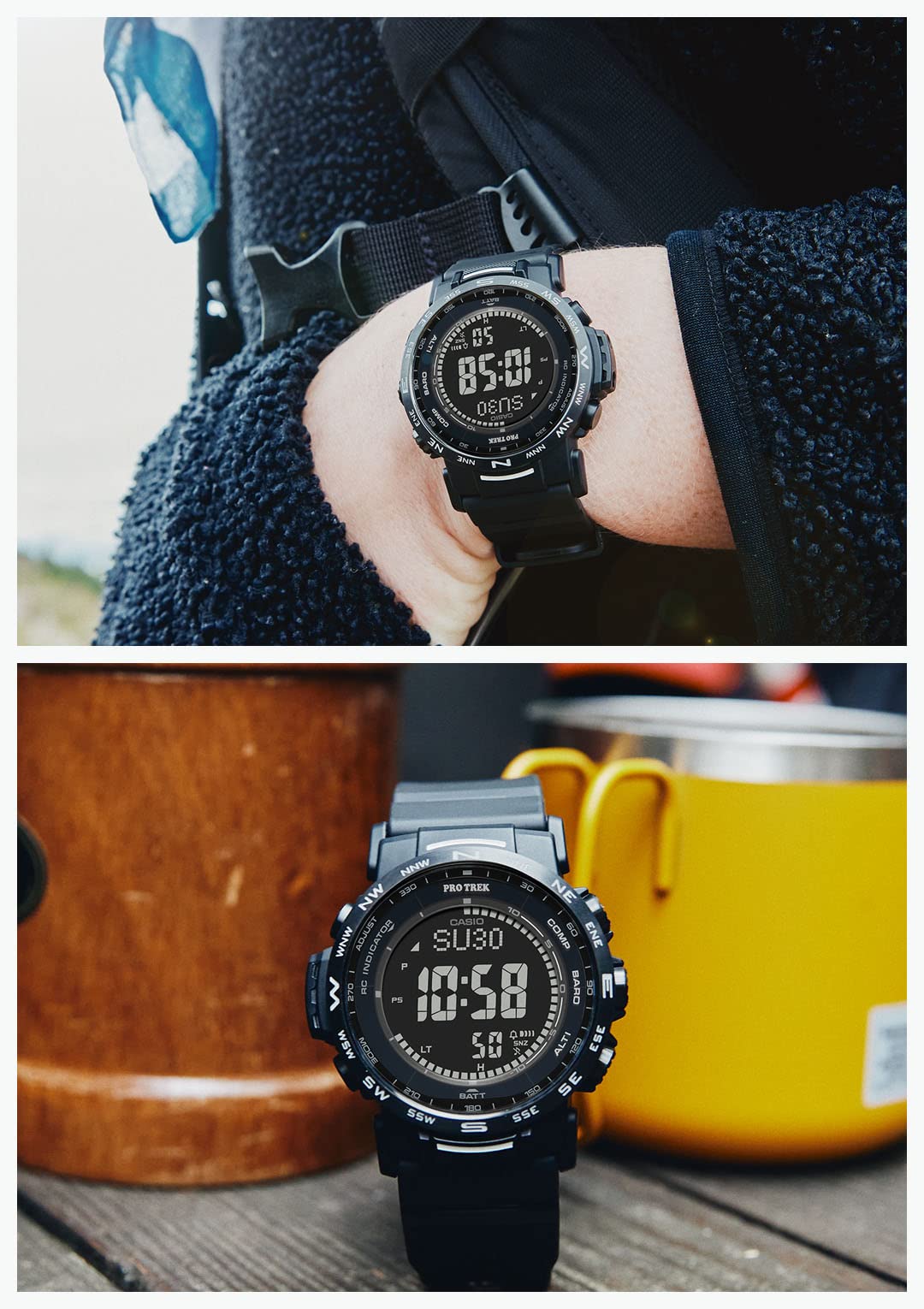 [Casio] Protrek Watch [Domestic Genuine] Climber Line Radio Solar Biomass Plastic PRW-35Y-1BJF Men's All Black