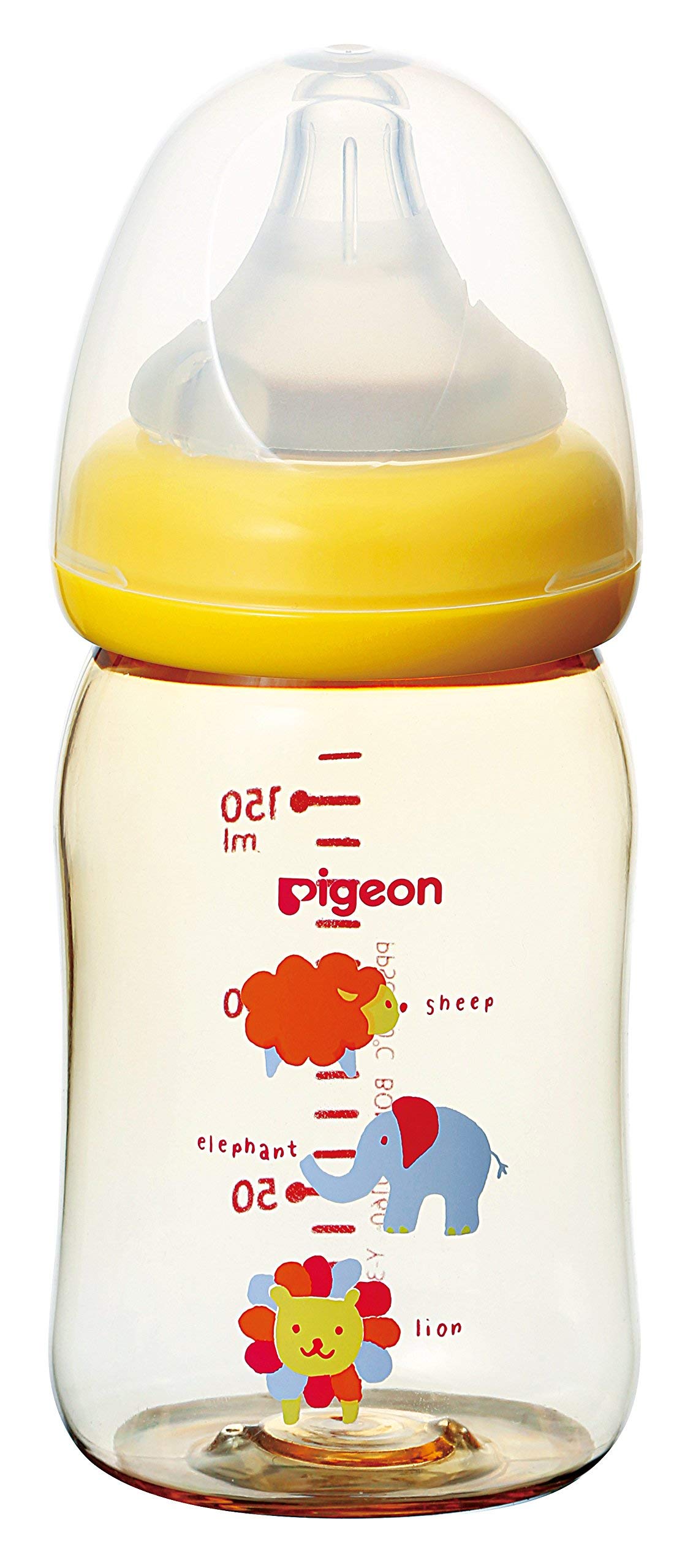 Pigeon [Plastic 160ml] Breastfeeding experience baby bottle, animal pattern, 1 baby bottle that reliably supports breastfeeding from 0 months (x 1)
