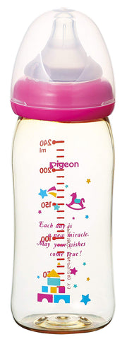 [Plastic 240ml] Pigeon Breastfeeding Bottle, Toy Box Pattern, From 0 Months (Included Nipple from 3 Months) Baby Bottle that Reliably Supports Breastfeeding