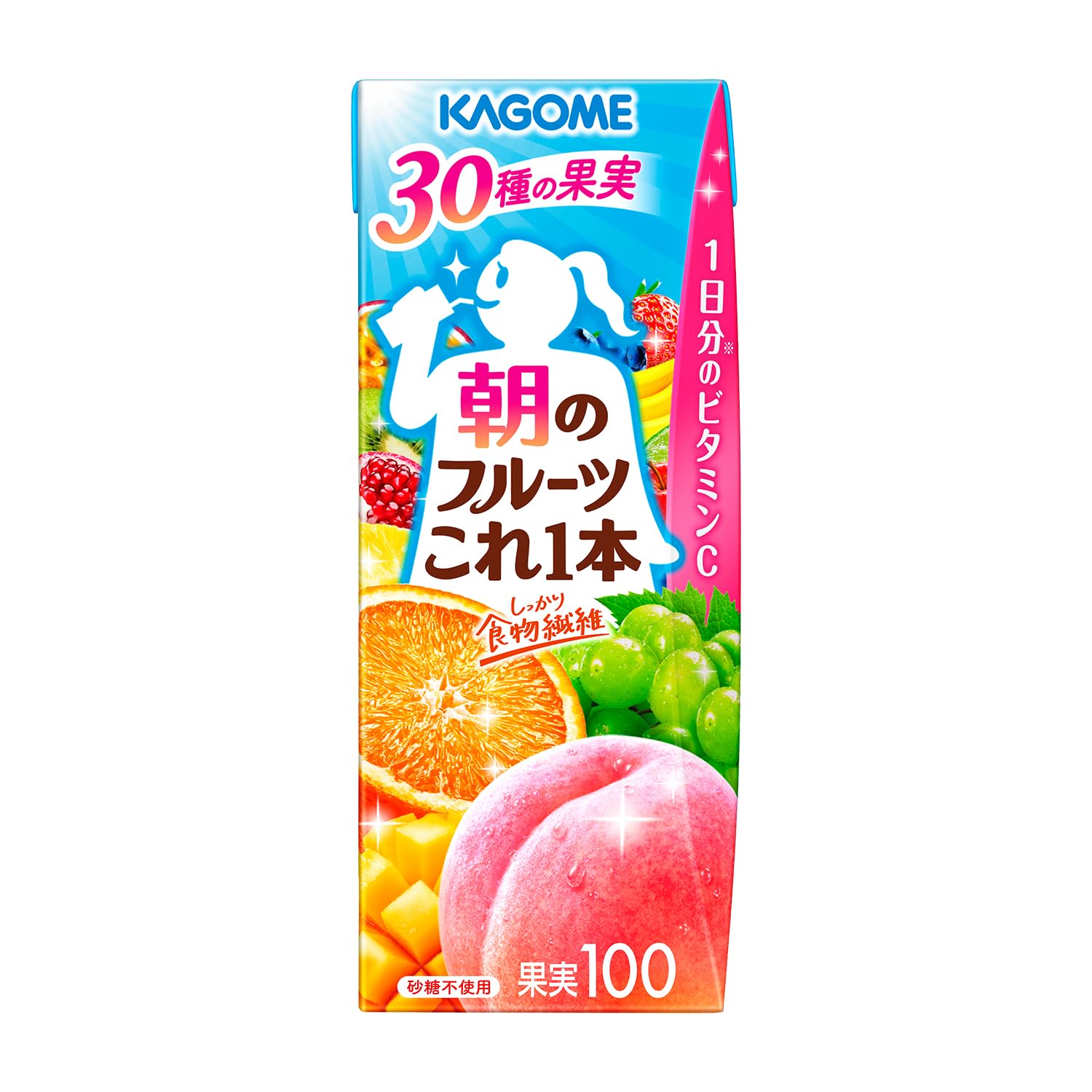 Kagome Morning Fruit This One 200ml Paper Pack x 24 (No Sugar, Vitamin C, Dietary Fiber)