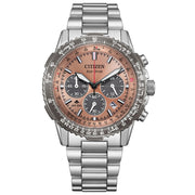 [CITIZEN] 손목 시계 PROMASTER (광발전 에코·드라이브 / 20 기압 방수/항공 계산 척) CA4664-60X 프로 마스터 SKY 시리즈 사파이어 유리 맨즈 비즈니스 아날로그 야광 크로노그래프 실버 연어 솔러