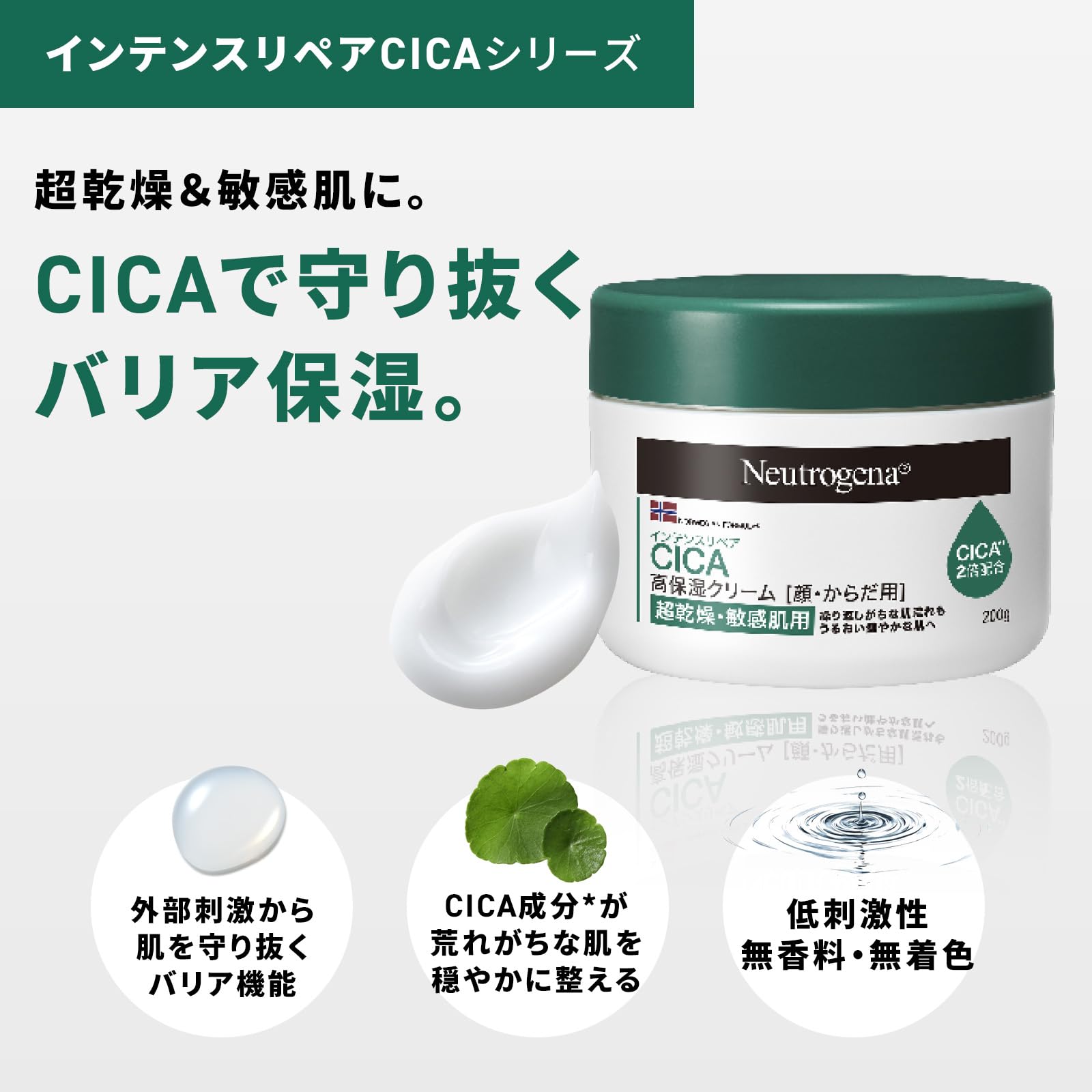 Neutrogena 뉴트로지나 노르웨이 포뮬러 인텐스 리페어 CICA 고보습 크림 병 200g 사슴 고보습 초건조 민감한 피부 피부 거칠기 스킨케어 바디 크림