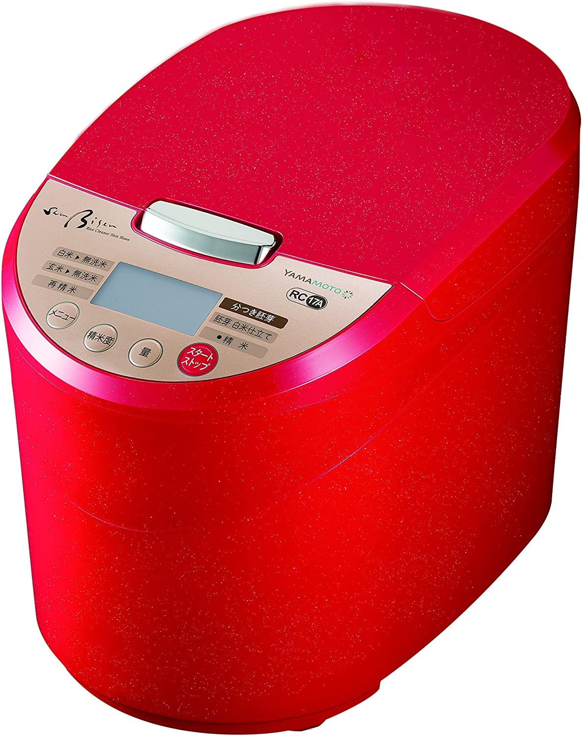 Yamamoto Electric Rice Polishing Machine, Home Use, Made in Japan, Shin Bisen, Wash-Free Rice, Separated Germ, Easy Operation, Red YE-RC17A-RD