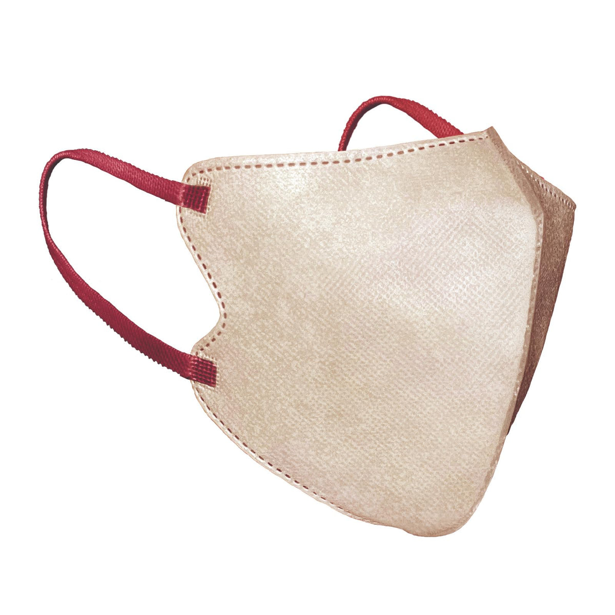 Mask Custom Non-woven E-line Mask 3D Type Regular Size 7 Pieces Beige x Wine Red