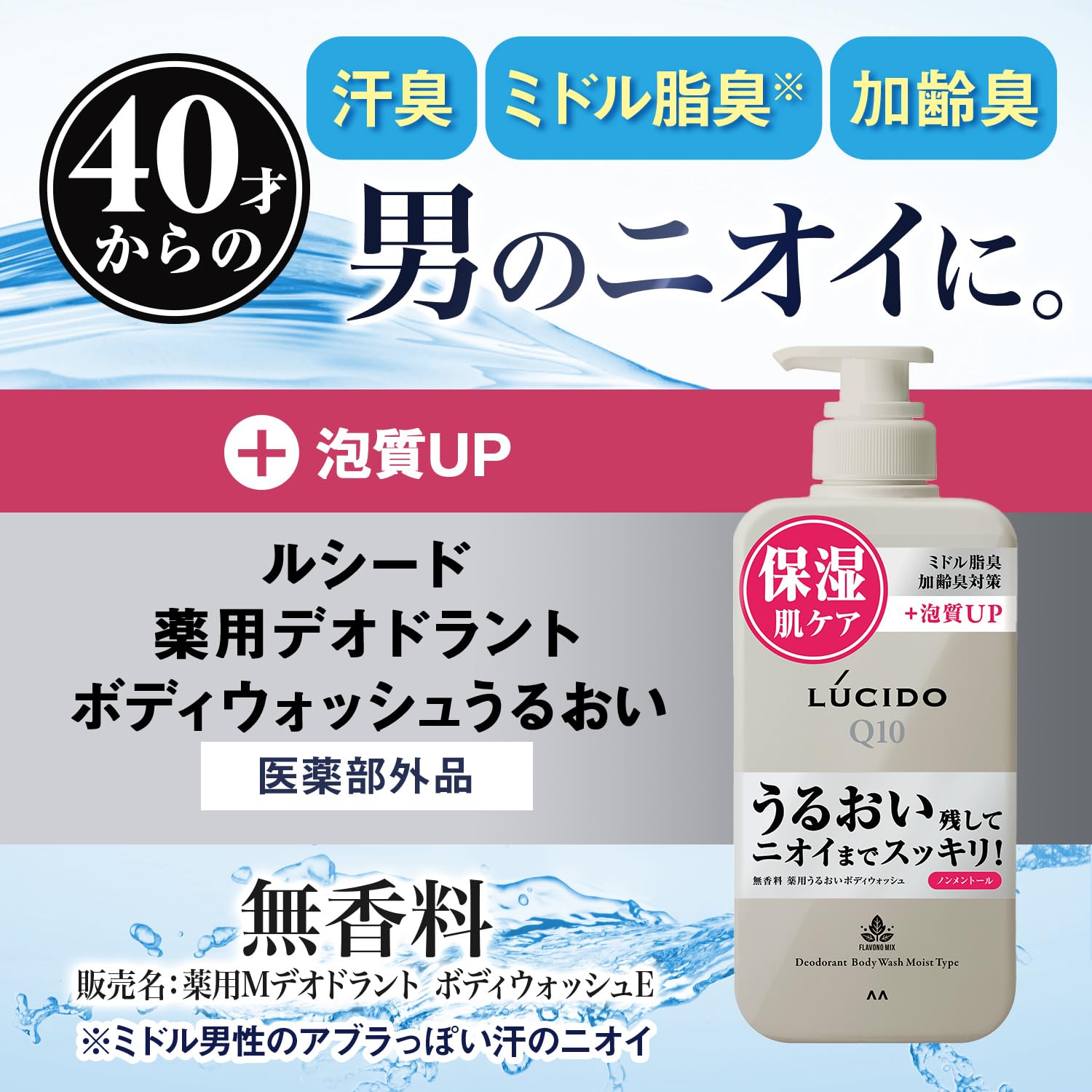 LUCIDO(루시드) 【의약부외품】약용 데오도란트 바디 워시 윤택 타입 노화 냄새 대책 맨즈 바디 비누 무향료 450ml