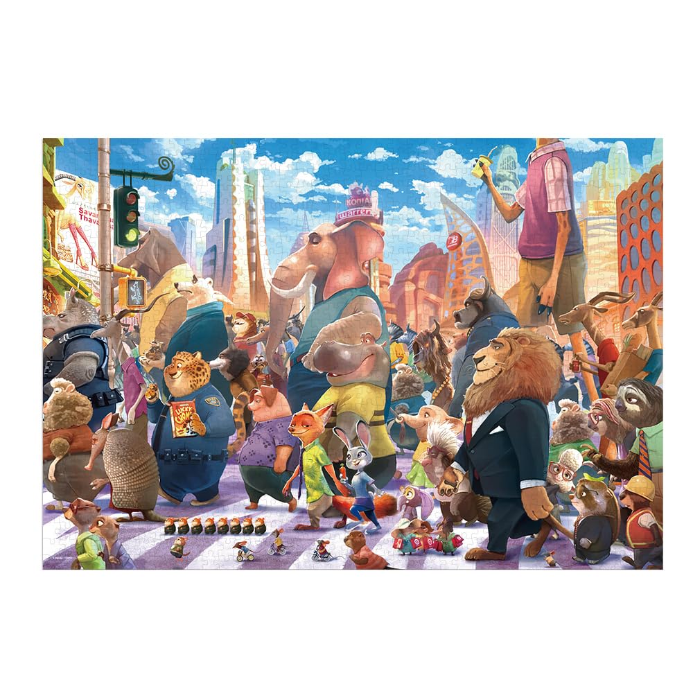 텐요(Tenyo) 【일본제】 1000 피스 지그소 퍼즐 디즈니 크로스 워크(주트 피어) (51x73.5 cm) D-1000-904 풀 첨부
