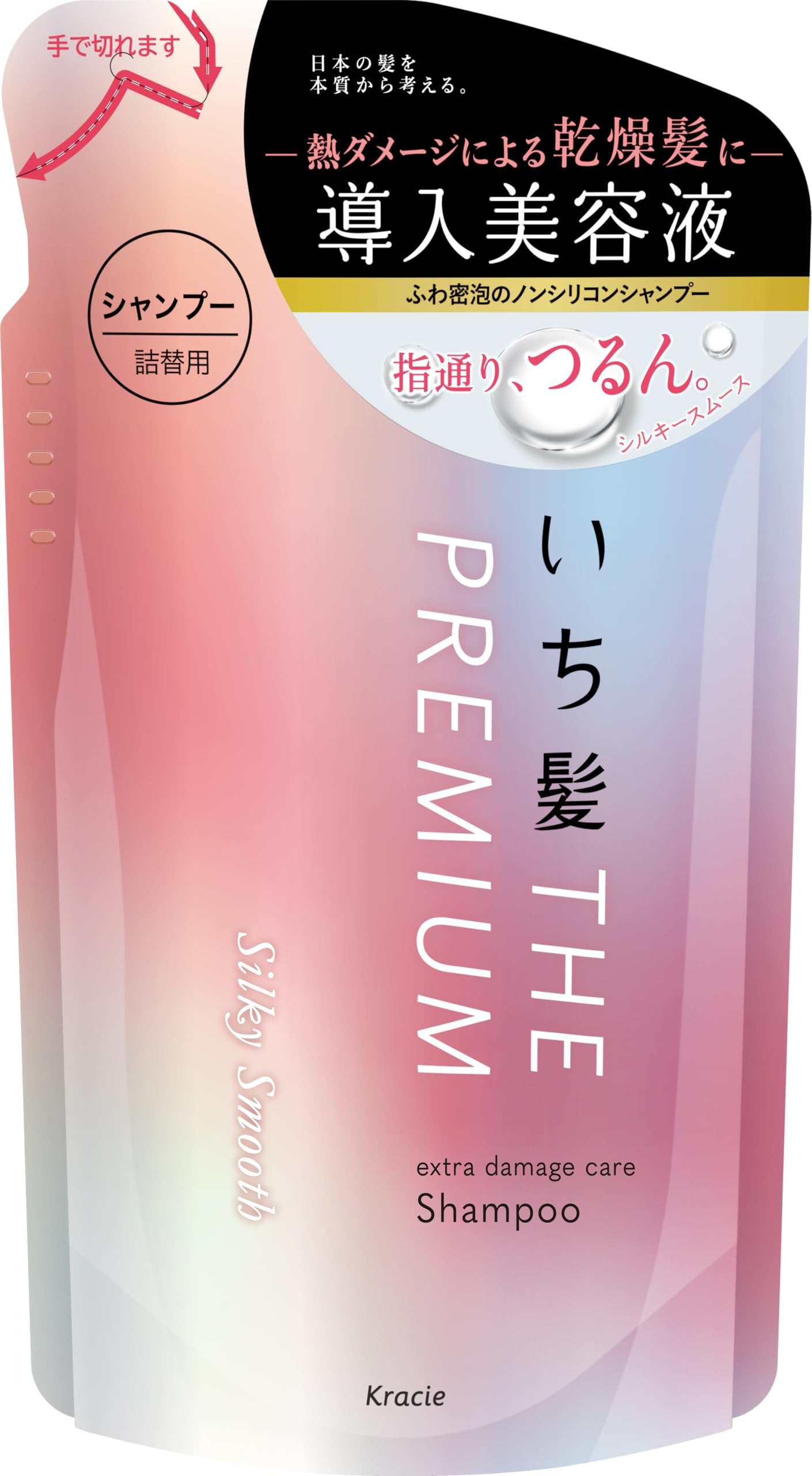 Ichikami THE PREMIUM Extra Damage Care Shampoo (Silky Smooth) Hair Care Non-Silicone Repair Refill 340ml 340ml (x 1)