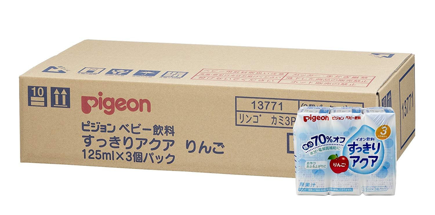 Pigeon baby drink refreshing aqua apple flavor 125ml x 3 pack x 4 pieces