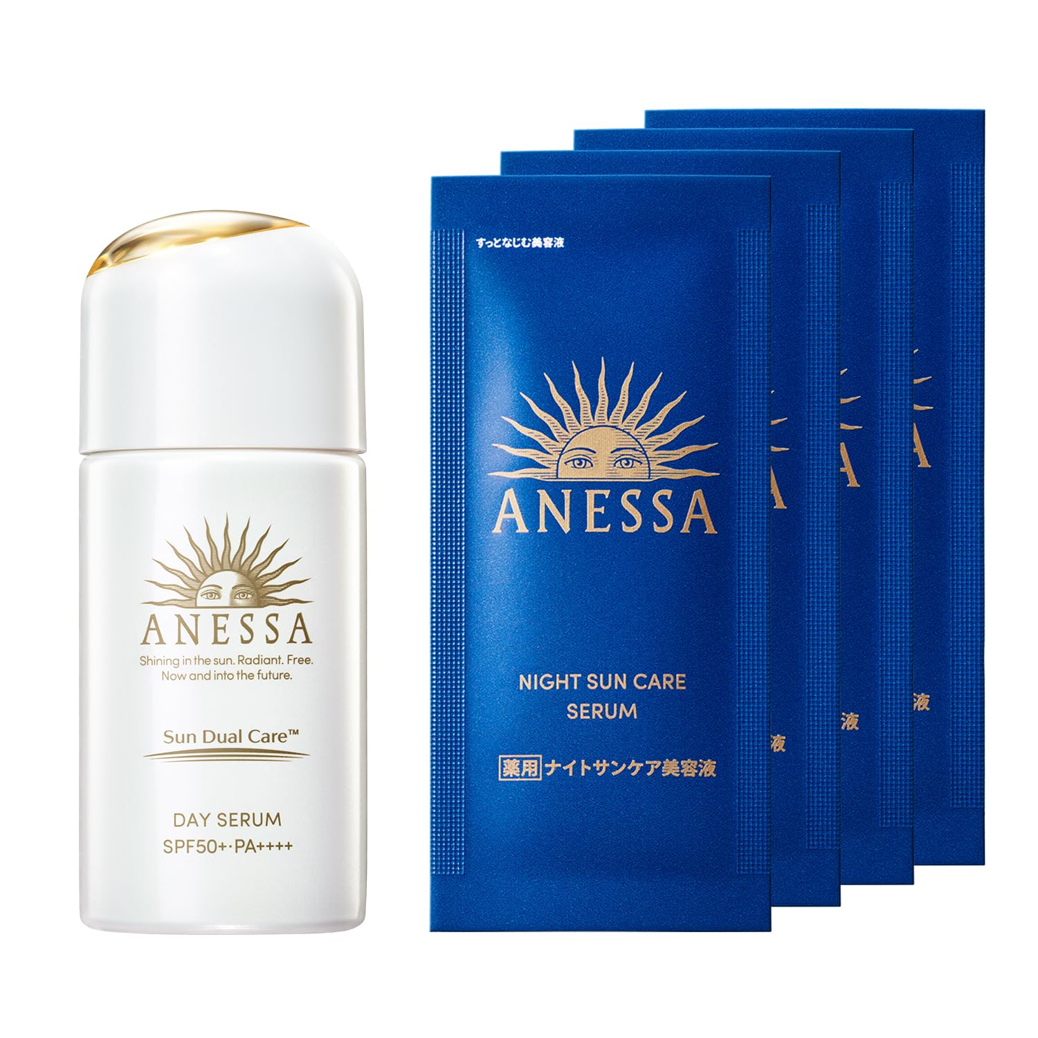 Anessa [Quasi-drug] Old model Day Serum Trial Set B For morning/daytime use (serum/cream/emulsion) Makeup base Night sun care sample set 30mL+4mL x 4 packets