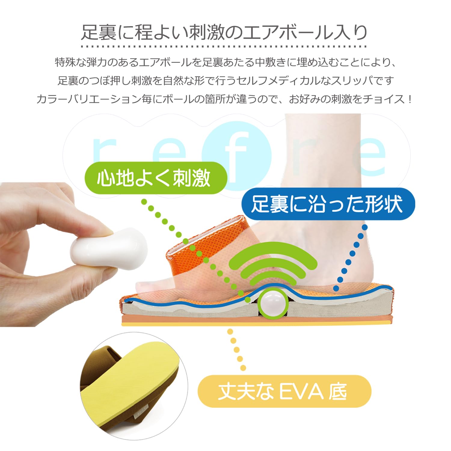 Okumura Slipper Refre Moderately Stimulates the Base of the Toes M Beige NRAA5900BE Pressure Point Massage