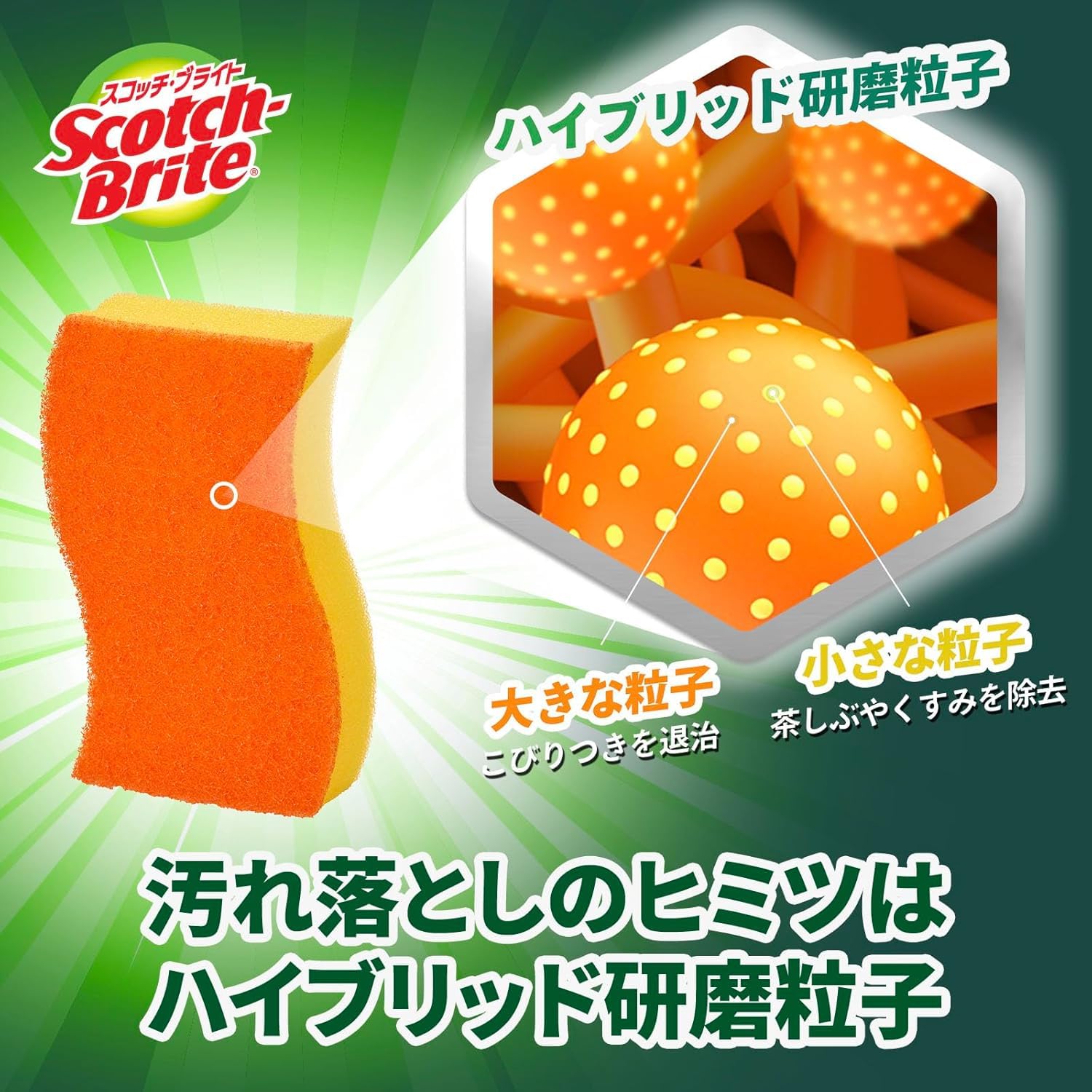 3M Sponge Kitchen Non-Scratch Antibacterial Hybrid Orange 6 Pieces Scotch Brite HB-21KE-H-6P