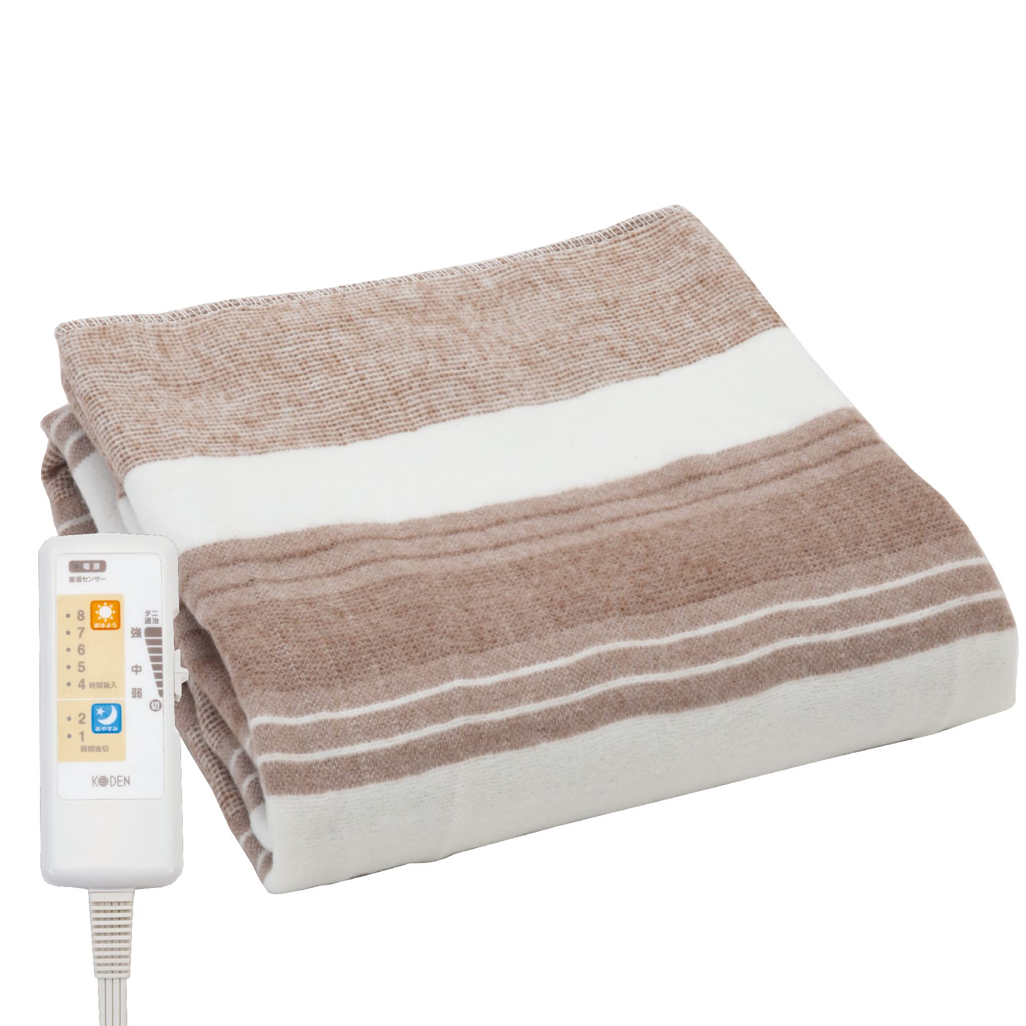 KODEN CWS403B-BG Electric Blanket, Bed, 130 x 80 cm, Brown, Washable, Antibacterial, Odor Resistant, Sleep/Good Morning Timer, Room Temperature Sensor, 12h OFF, Slide Temperature Adjustment, Dust Mite Killer
