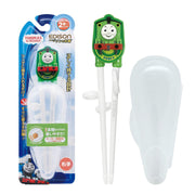 EDISONmama (Edison Mama) Edison Chopsticks I 16cm 2 years old ~ preschool age right hand / Thomas the Tank Engine Green with case and ring included chopsticks training cross prevention