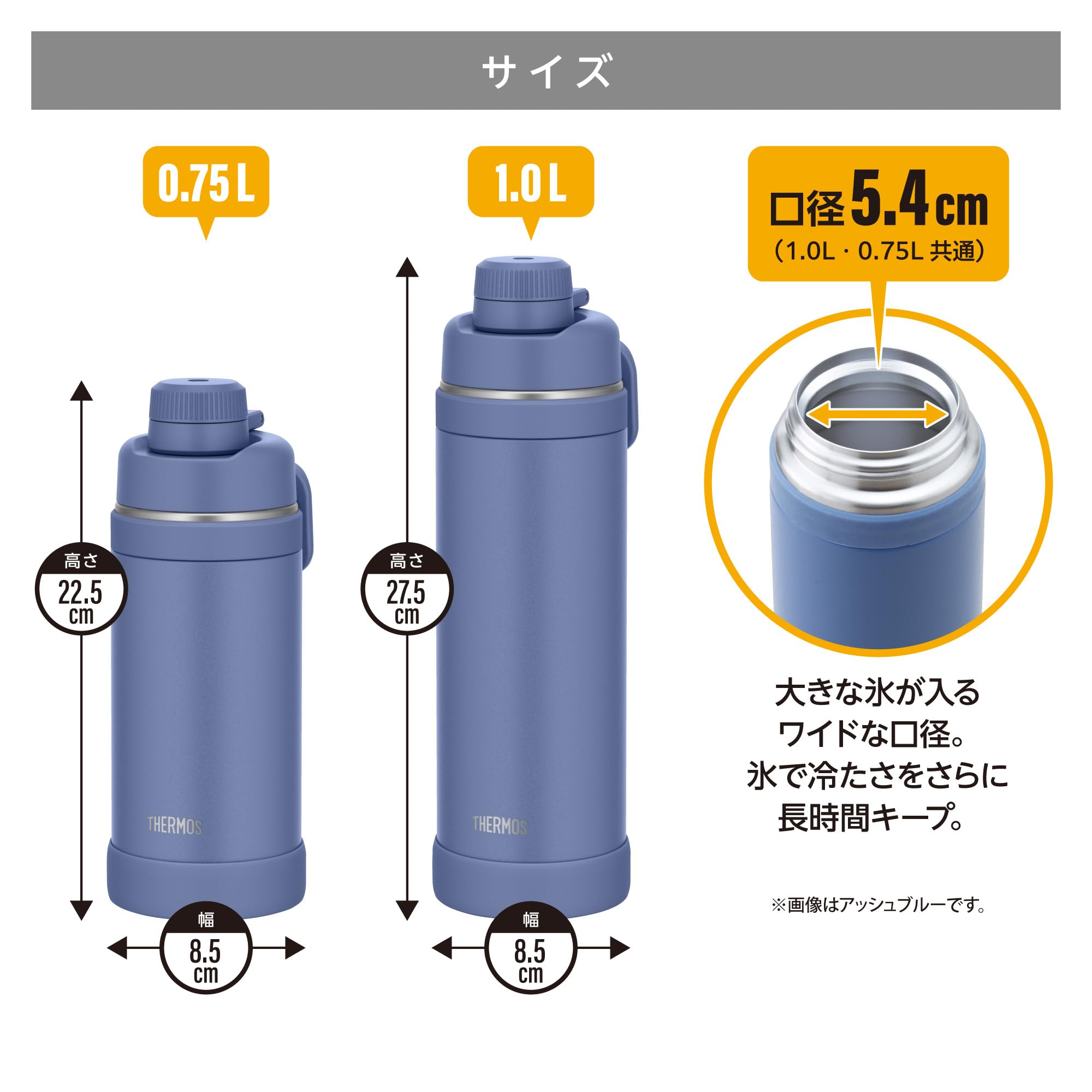 [With handle/dishwasher safe] Thermos water bottle, vacuum insulated sports bottle, 1L, sandwich, convenient carry loop, direct drinking, removable spout for easy cleaning, cold storage only FJU-1000 SND