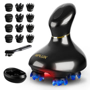 【박사 감수】NIPLUX EMS HEAD SPA 전동 두피 브러쉬 헤드 스파 주식회사 닛창 플러스 IPX7 방수 3D 진동 적색 LED 건습 양용 10분 타이머 무선 미용 가전 페이스용 교체 헤드 첨부 블랙 크리스마스 새해
