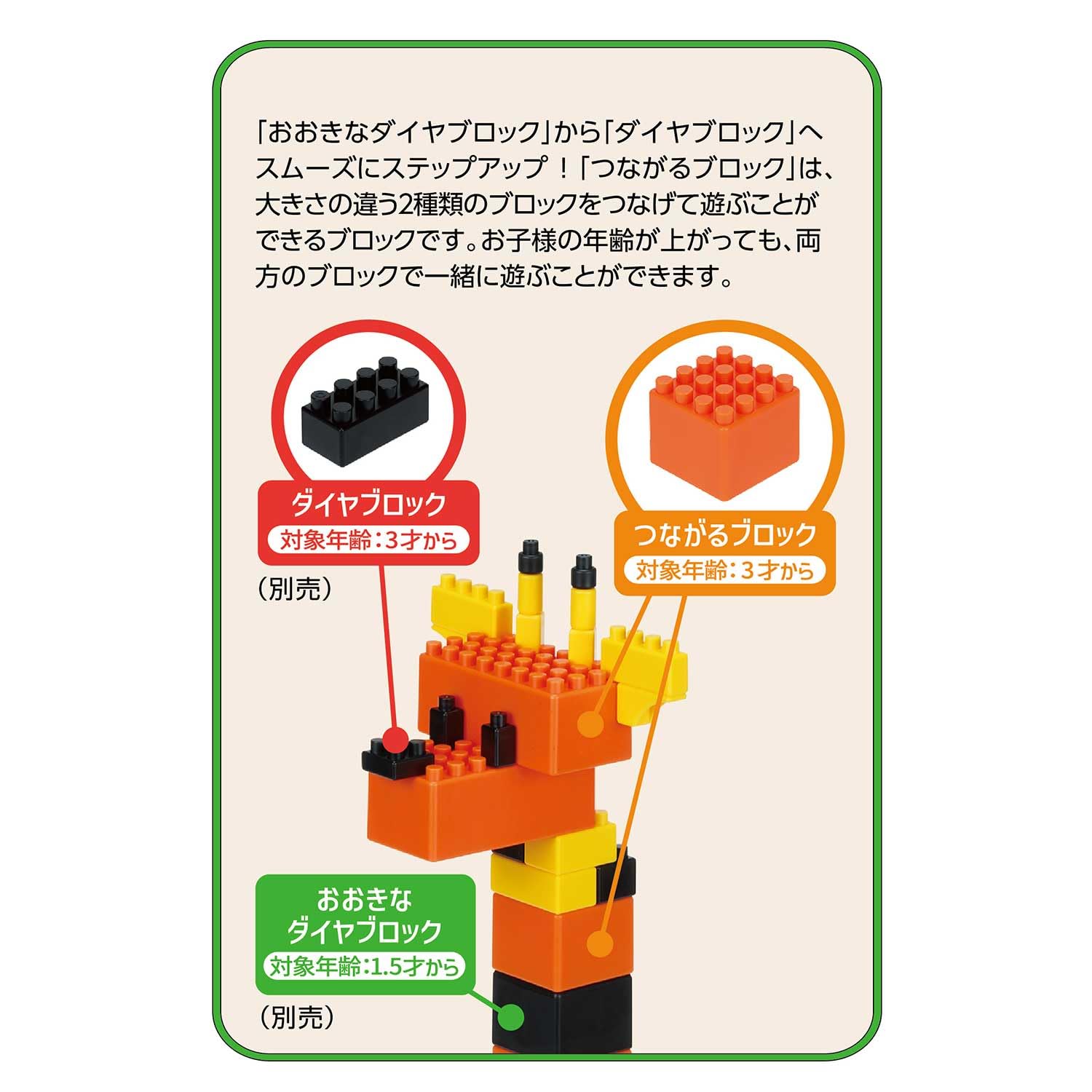 Kawada Diamond Block Connecting Block Set for Ages 1.5 and Up Block Toy ND-18