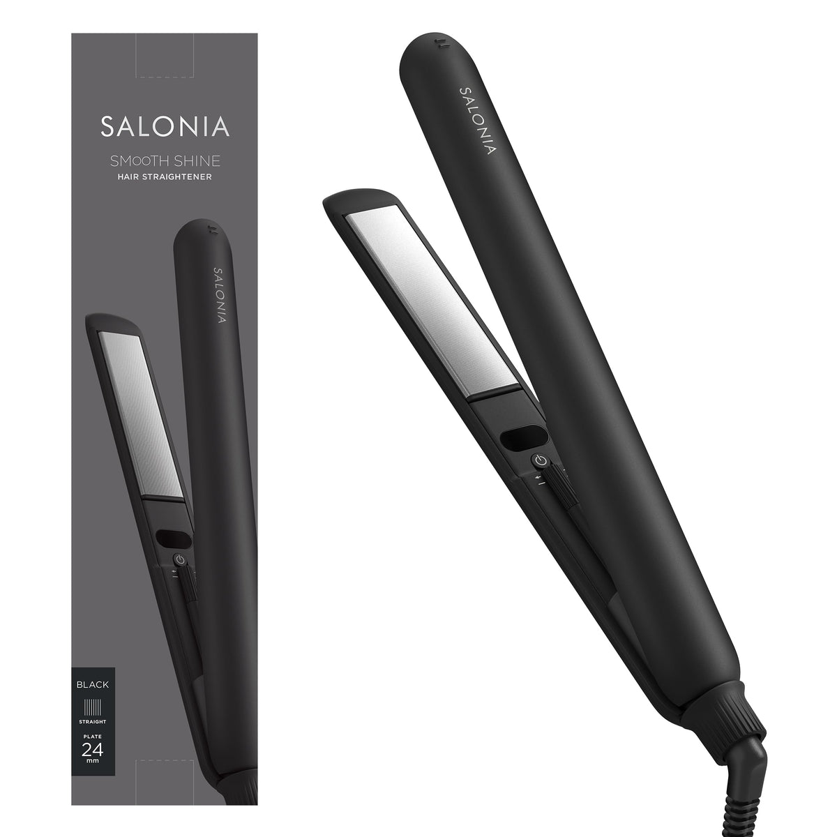 SALONIA Smooth Shine Straight Iron Hair Iron 24mm SAL23105BK Black