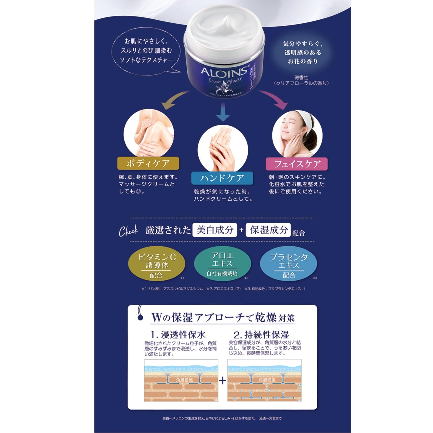 Eau de Cream White EX 180g [Quasi-drug] For whole body, whitening, stains, moisturizing