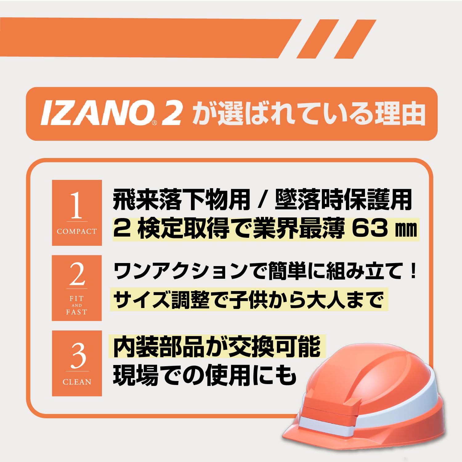 DIC Plastic Folding Helmet IZANO2 Orange