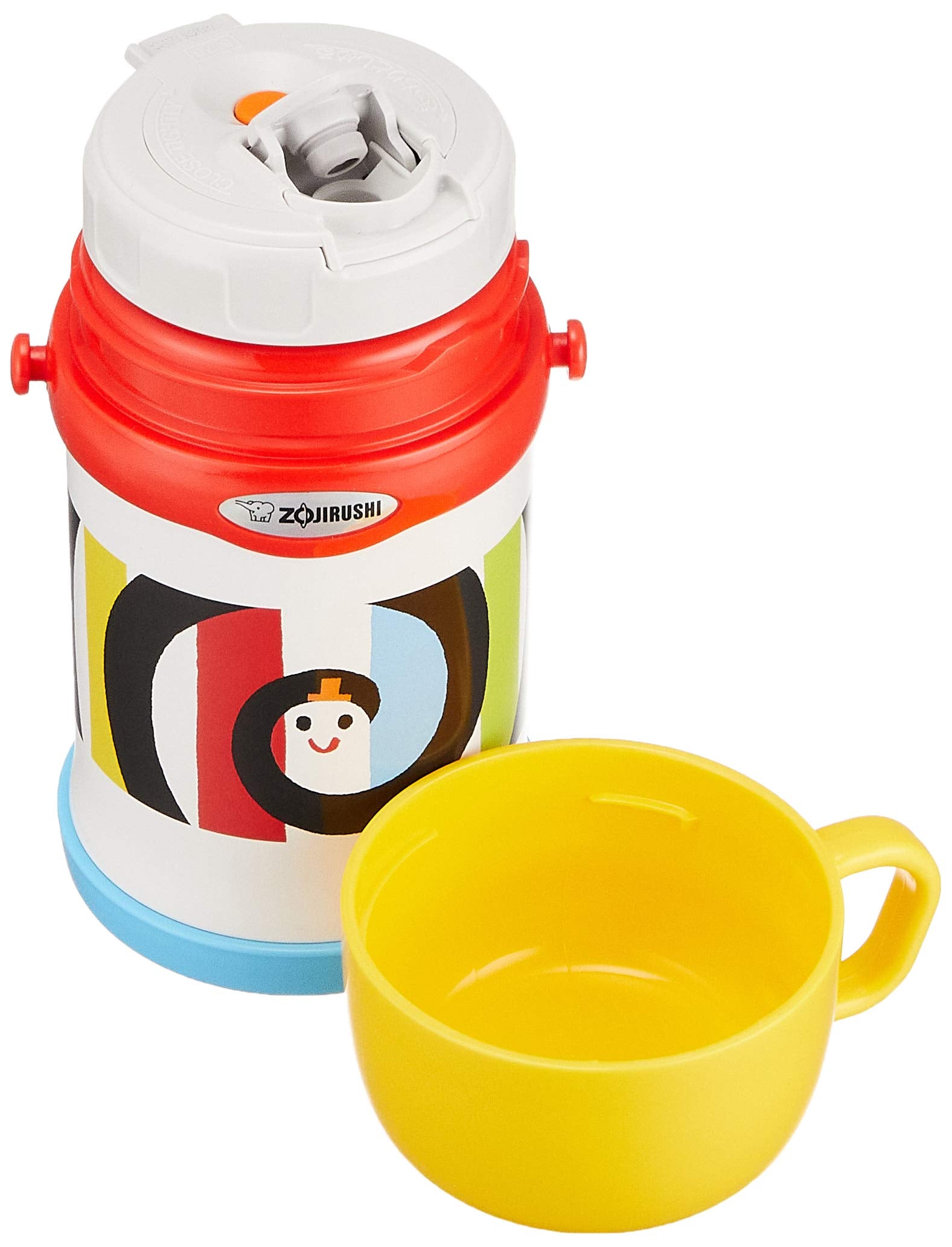 Zojirushi Mahobin Water Bottle for Children 450ml Cup Type with Strap Stainless Steel Bottle Lightweight & Compact Heat/Cold Insulation Shimashima Guruguru SC-LH45S-EW