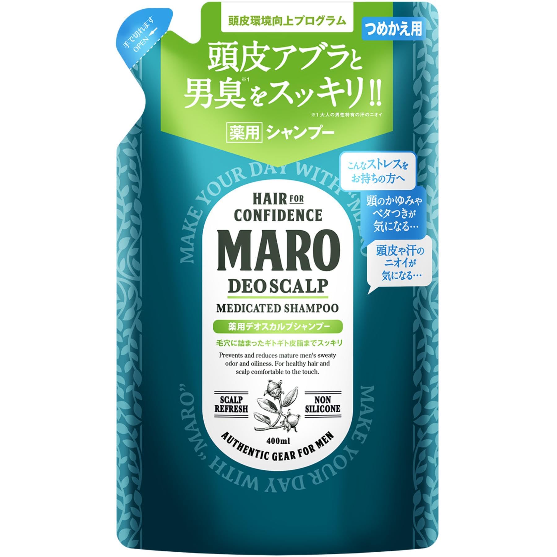 [Quasi-drug] MARO Deo Scalp Shampoo Men's Medicated Non-Silicone Super Dense Foam 400ml Refill