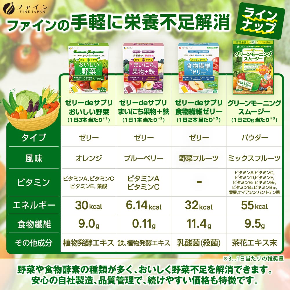 파인 젤리 de 사프리 맛있는 야채 식이섬유 비타민 C 칼슘 배합 국내 제조 20포(1일 1~3포)