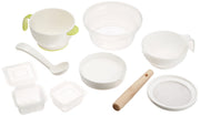 Richell Cooker Set E Cooker and other baby food subdivided freezer containers with recipe book